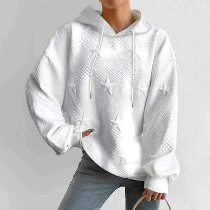 Florence Relaxed Fit Hoodie | Embossed Star Quilted Hoodie