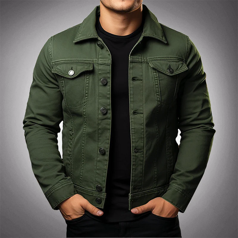 Men’s Denim Jacket – Structured Fit – Button Front – Chest Pockets – Casual Layering