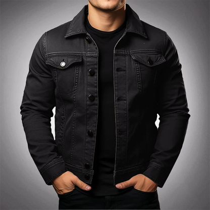 Men’s Denim Jacket – Structured Fit – Button Front – Chest Pockets – Casual Layering