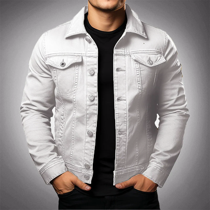 Men’s Denim Jacket – Structured Fit – Button Front – Chest Pockets – Casual Layering