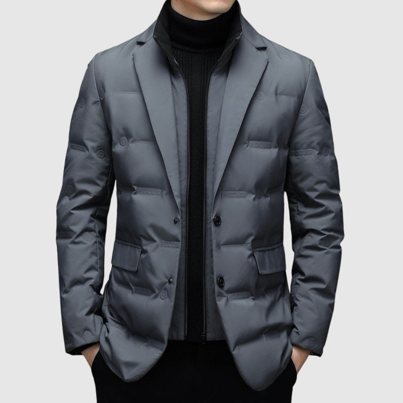 Men’s Padded Jacket – Slim Fit – Quilted – Blazer Style – Hip Length – Water Resistant