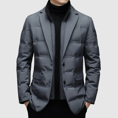Men’s Padded Jacket – Slim Fit – Quilted – Blazer Style – Hip Length – Water Resistant