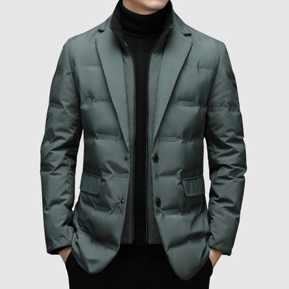 Men’s Padded Jacket – Slim Fit – Quilted – Blazer Style – Hip Length – Water Resistant