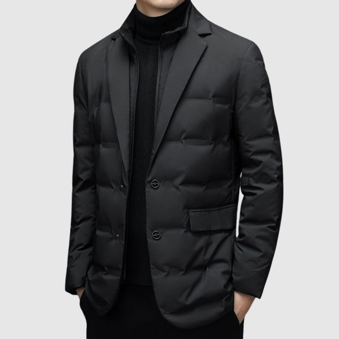 Men’s Padded Jacket – Slim Fit – Quilted – Blazer Style – Hip Length – Water Resistant