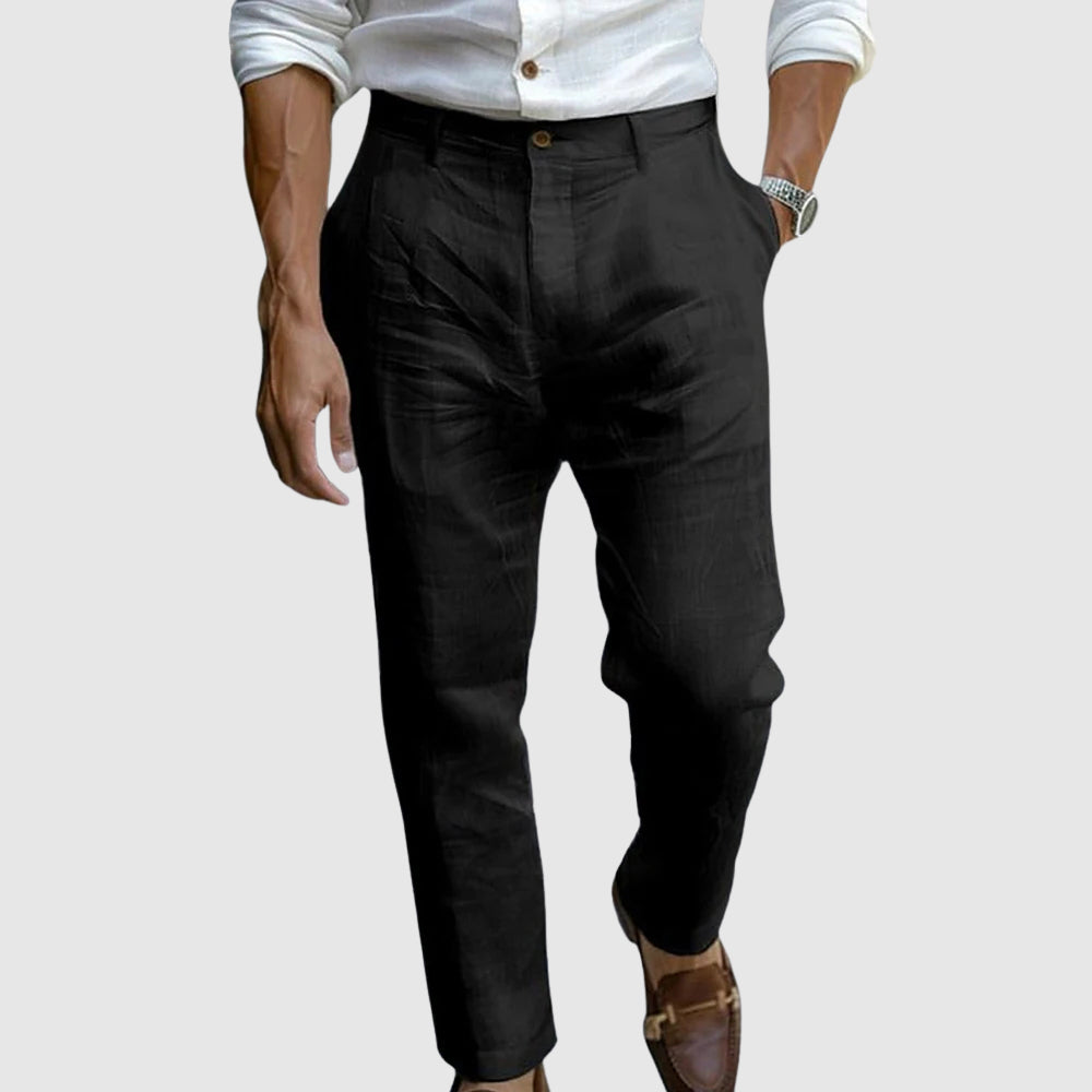 Men’s Pants – Classic Fit – Straight Leg – Flat Front – Breathable Blend Fabric