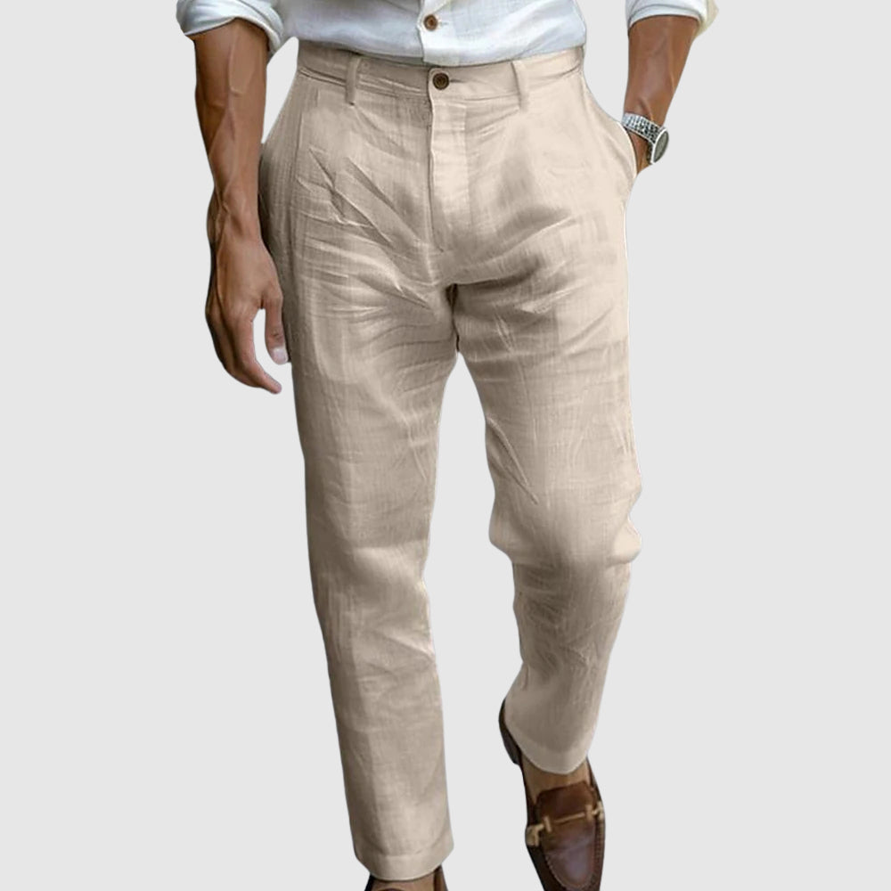 Men’s Pants – Classic Fit – Straight Leg – Flat Front – Breathable Blend Fabric