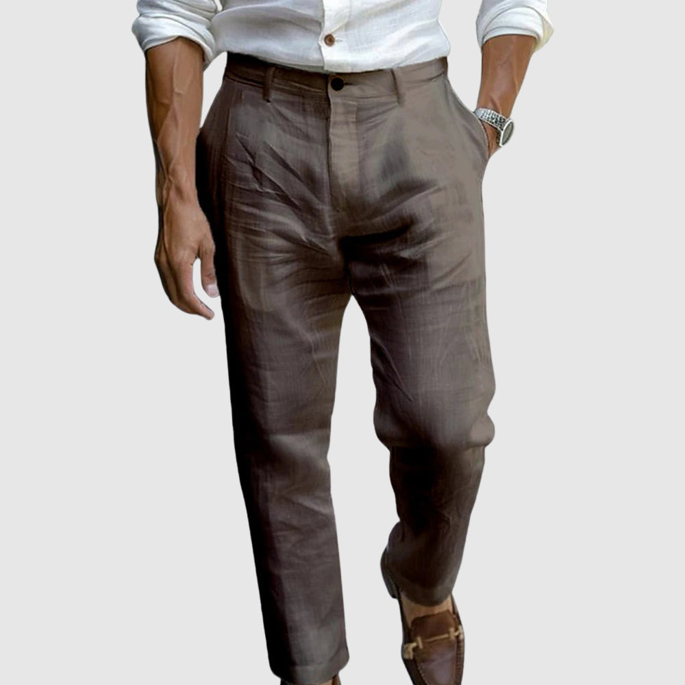 Men’s Pants – Classic Fit – Straight Leg – Flat Front – Breathable Blend Fabric