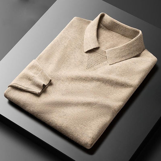 Men’s Sweater – Regular Fit – Soft Knit Luxury Fabric – Classic Collar Ribbed Cuffs