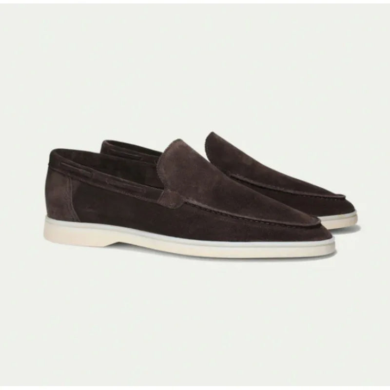 Men’s Loafers – Suede Finish – Slip-On – Moc Toe – Streamlined Fit