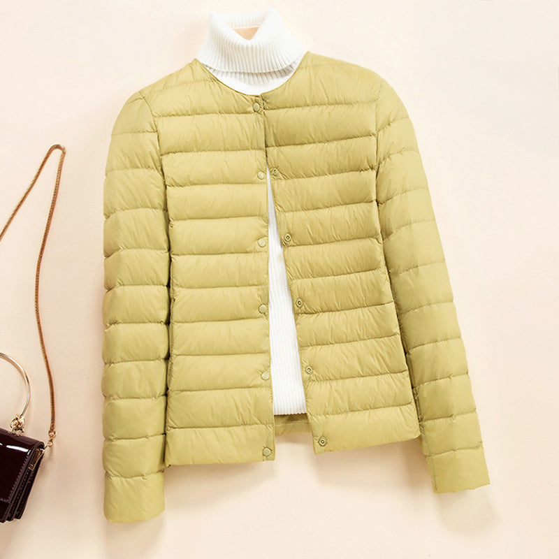 Sienna Quilted Jacket | Button Front Round Neck Quilted Jacket