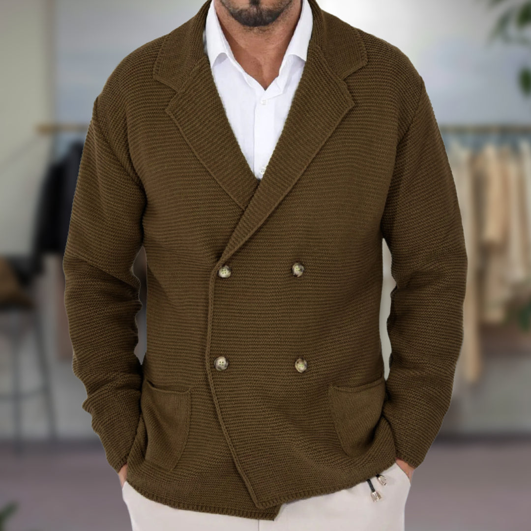 Men’s Cardigan – Wool Blend – Regular Fit – Double-Breasted – Blazer Style