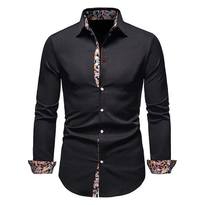 Men’s Shirt – Slim Fit – Button Down – Contrast Paisley Collar and Cuffs – Breathable Fabric