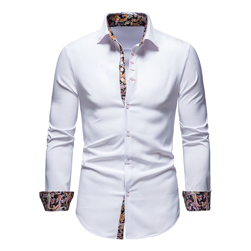 Men’s Shirt – Slim Fit – Button Down – Contrast Paisley Collar and Cuffs – Breathable Fabric