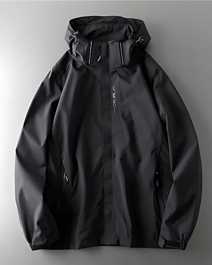 Men’s Outdoor Jacket – Windproof Lightweight – Adjustable Hood – Regular Fit