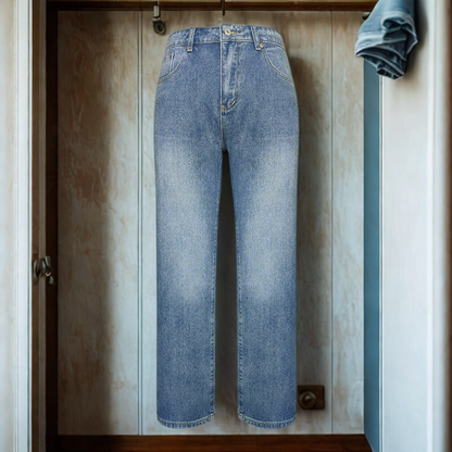 Women’s Pants - Cotton - Loose Fit - Straight Leg - Mid-Rise Waist - Two-Tone Wash