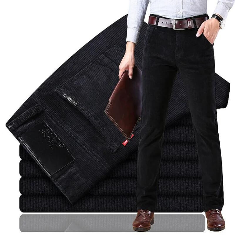 Men’s Corduroy Pants – Tailored Fit – Straight Leg – Full Length – Button Waist