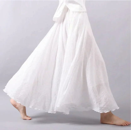 Women’s Maxi Skirt – Flowing Fit – Crinkled Texture – Breathable Blend – Boho Style