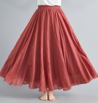Women’s Maxi Skirt – Flowing Fit – Crinkled Texture – Breathable Blend – Boho Style