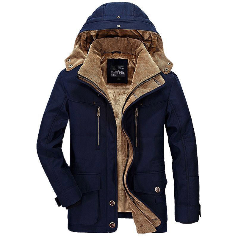 Theodore  Relaxed Fit Winter Jacket | Hooded Corduroy Trim Jacket