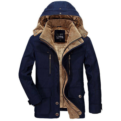 Theodore  Relaxed Fit Winter Jacket | Hooded Corduroy Trim Jacket