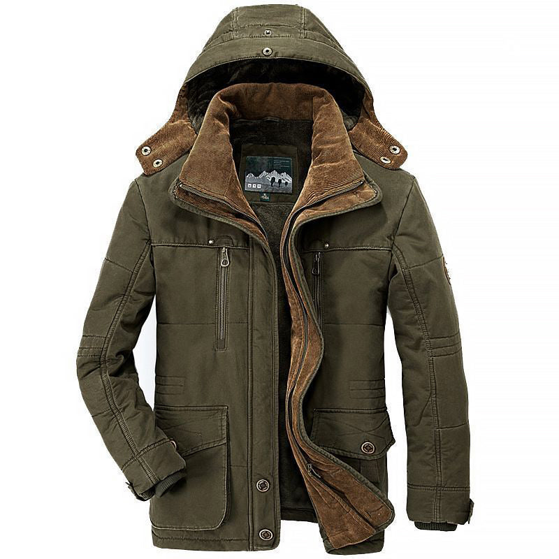 Theodore  Relaxed Fit Winter Jacket | Hooded Corduroy Trim Jacket