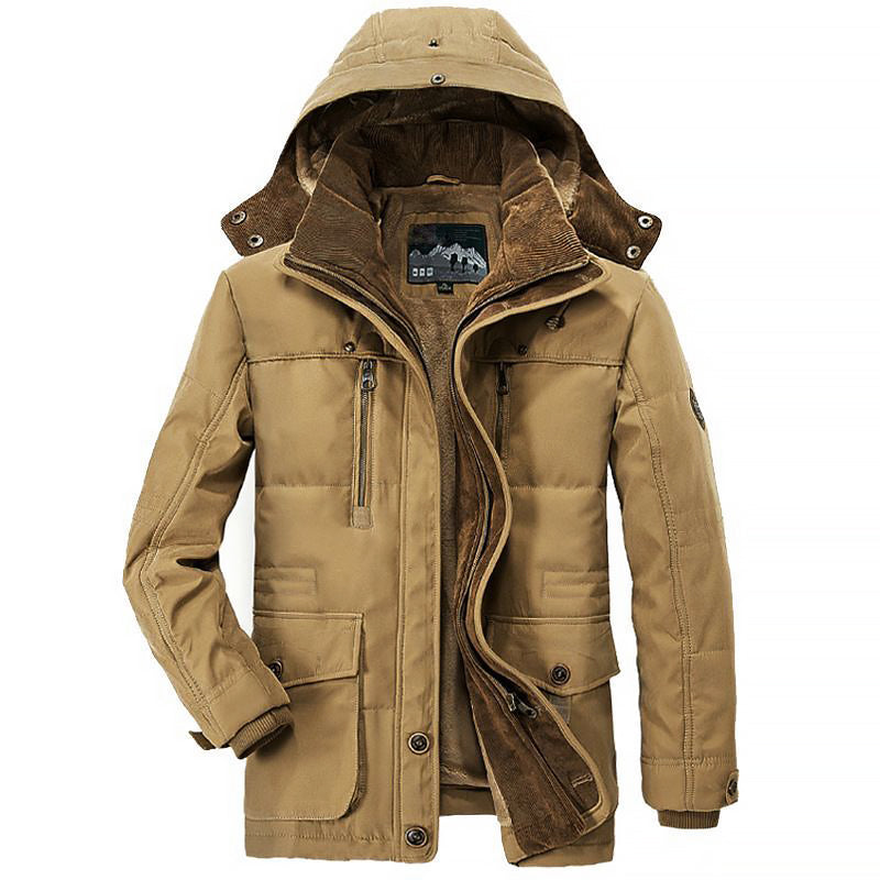 Theodore  Relaxed Fit Winter Jacket | Hooded Corduroy Trim Jacket