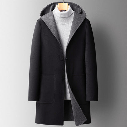 Theodore Hooded Coat | Reversible Design Button Front Coat