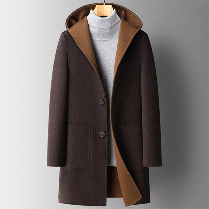 Theodore Hooded Coat | Reversible Design Button Front Coat
