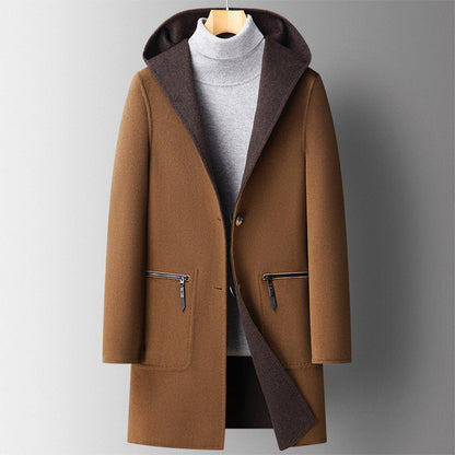 Theodore Hooded Coat | Reversible Design Button Front Coat
