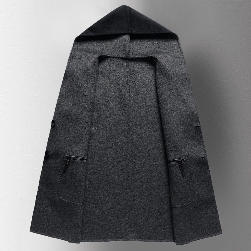 Theodore Hooded Coat | Reversible Design Button Front Coat