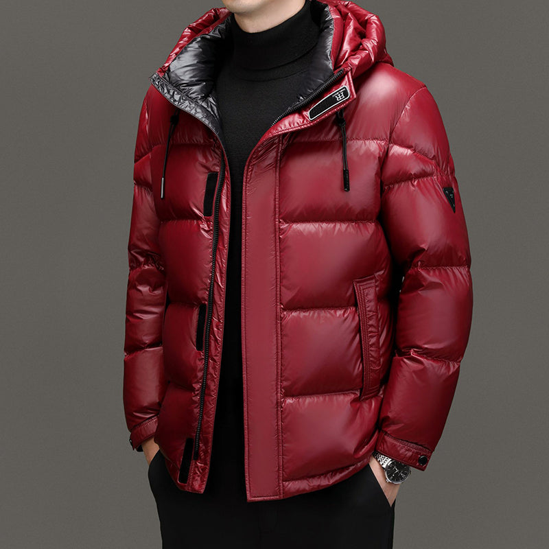 Arthur Hooded Quilted Puffer Jacket | Hip-Length Solid Zip Closure Puffer Jacket