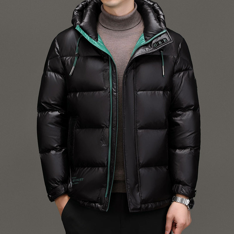 Arthur Hooded Quilted Puffer Jacket | Hip-Length Solid Zip Closure Puffer Jacket