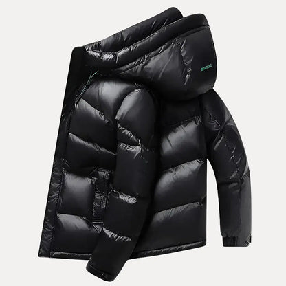 Arthur Hooded Quilted Puffer Jacket | Hip-Length Solid Zip Closure Puffer Jacket
