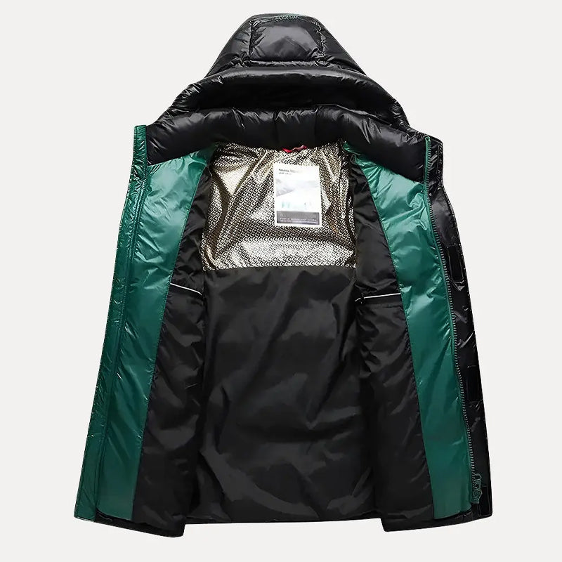 Arthur Hooded Quilted Puffer Jacket | Hip-Length Solid Zip Closure Puffer Jacket