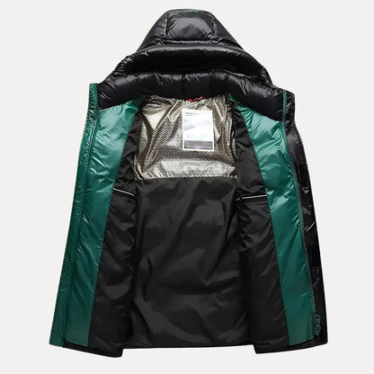 Arthur Hooded Quilted Puffer Jacket | Hip-Length Solid Zip Closure Puffer Jacket