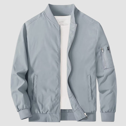 Men’s Bomber Jacket – Relaxed Fit – Woven Fabric – Ribbed Collar and Cuffs – Zipper Pocket