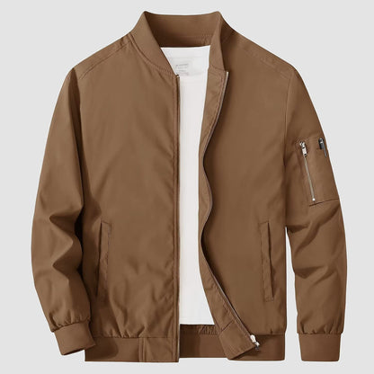 Men’s Bomber Jacket – Relaxed Fit – Woven Fabric – Ribbed Collar and Cuffs – Zipper Pocket