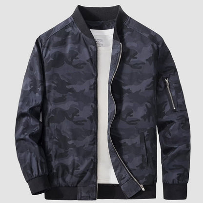 Men’s Bomber Jacket – Relaxed Fit – Woven Fabric – Ribbed Collar and Cuffs – Zipper Pocket