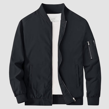 Men’s Bomber Jacket – Relaxed Fit – Woven Fabric – Ribbed Collar and Cuffs – Zipper Pocket