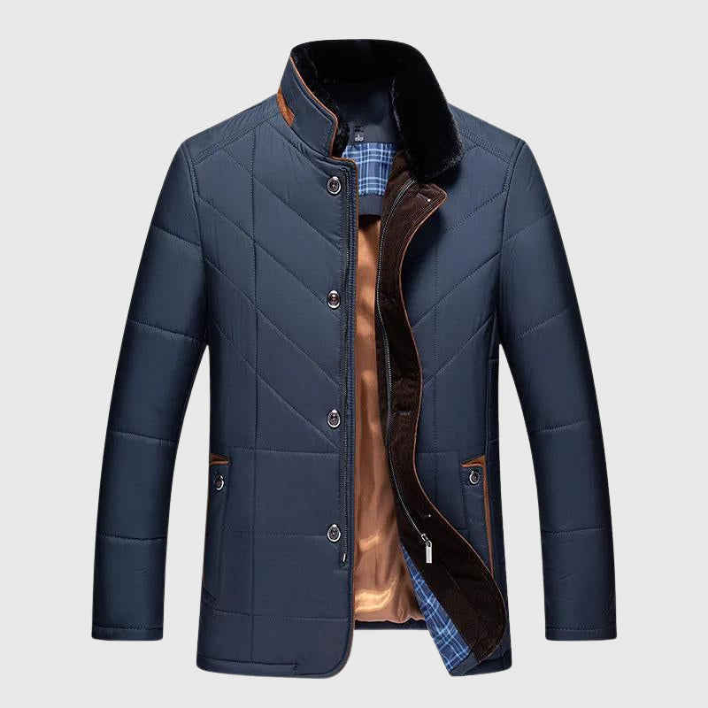 Theodore Quilted Jacket | Fur-Lined Collar Snap Button Jacket