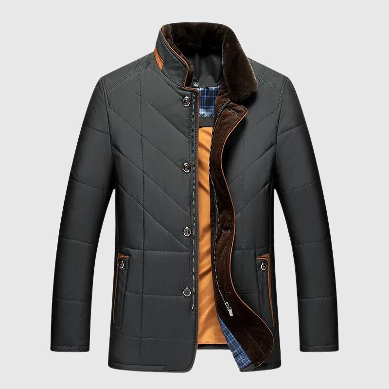 Theodore Quilted Jacket | Fur-Lined Collar Snap Button Jacket