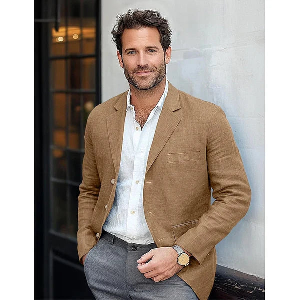 Men’s Blazer – Tailored Fit – Lightweight Linnen – Notch Lapel – Smart Casual