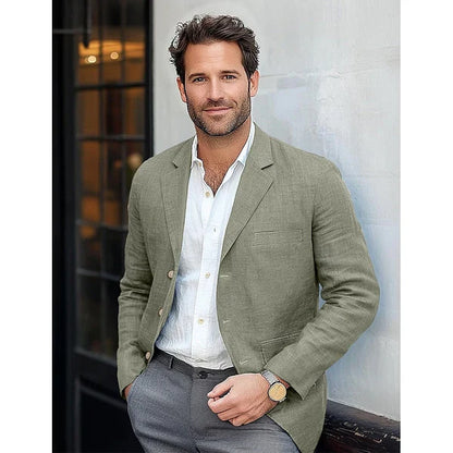 Men’s Blazer – Tailored Fit – Lightweight Linnen – Notch Lapel – Smart Casual