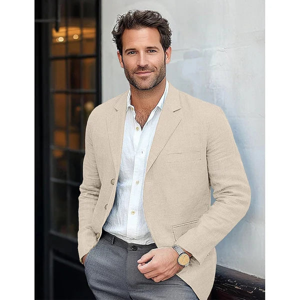 Men’s Blazer – Tailored Fit – Lightweight Linnen – Notch Lapel – Smart Casual