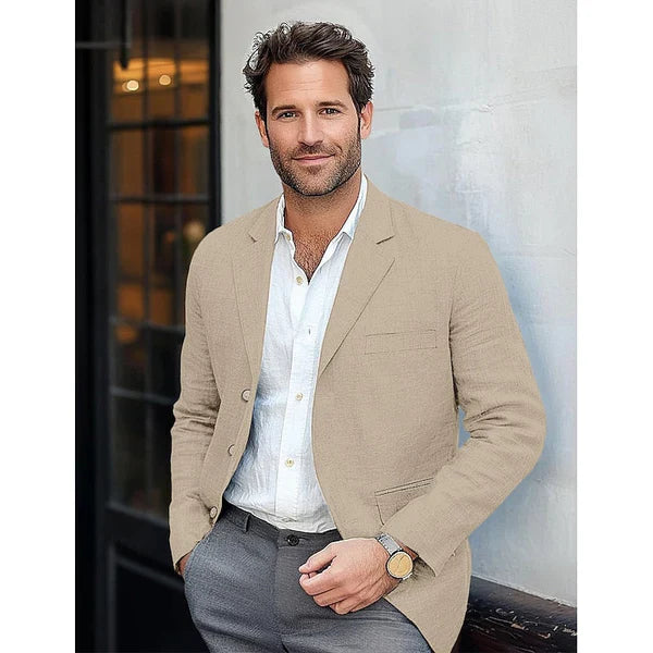 Men’s Blazer – Tailored Fit – Lightweight Linnen – Notch Lapel – Smart Casual
