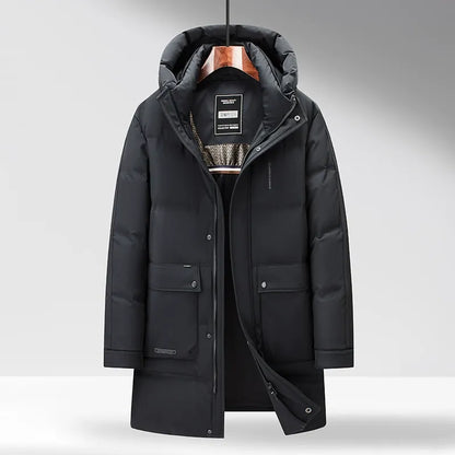 Sebastian Mid-Length Hooded Down Parka | Tailored Fit Quilted Parka
