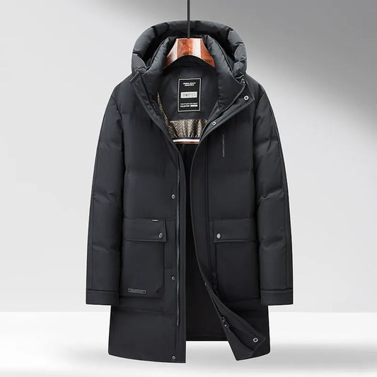 Sebastian Mid-Length Hooded Down Parka | Tailored Fit Quilted Parka