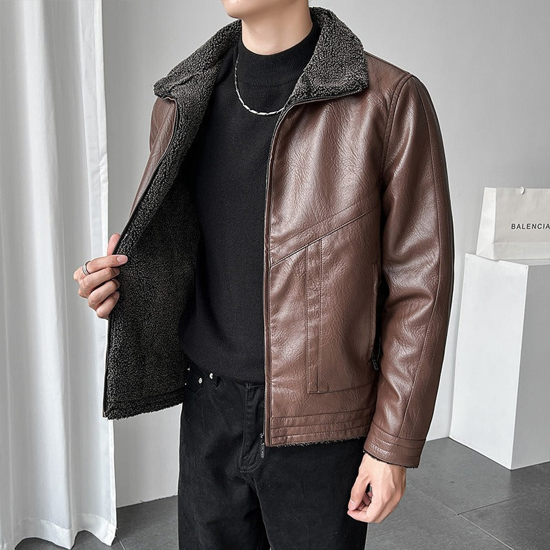 Arthur Relaxed Fit Bomber Jacket | Plush Collar Full Zip Bomber Jacket