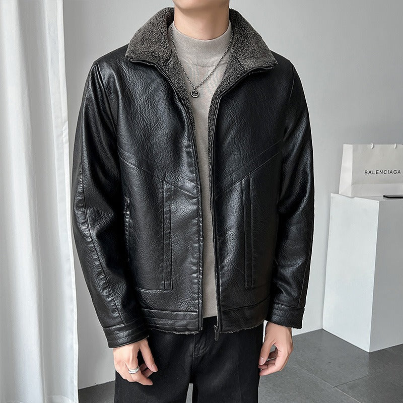 Arthur Relaxed Fit Bomber Jacket | Plush Collar Full Zip Bomber Jacket