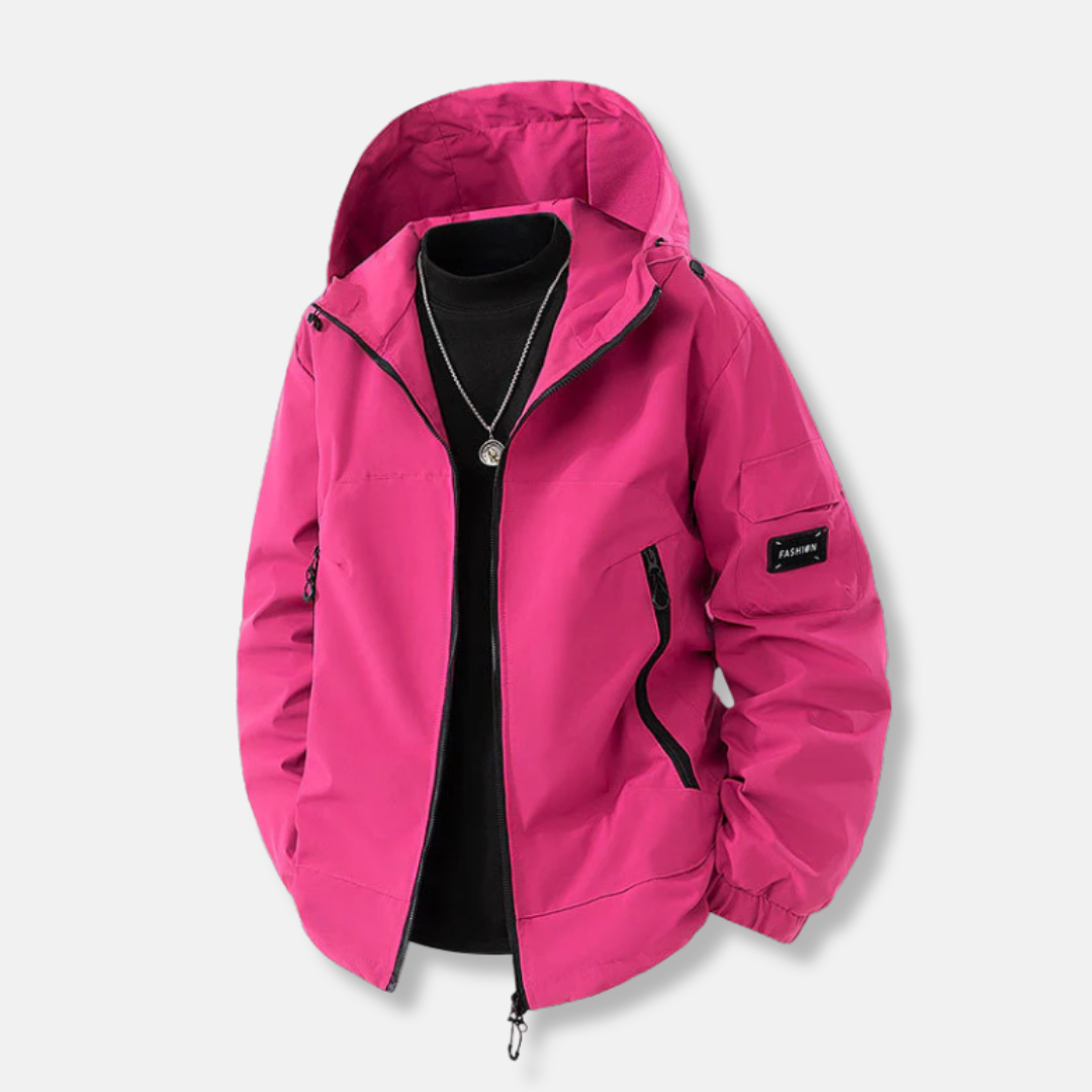 Freddie Hooded Relaxed Fit Windbreaker Jacket | Solid Hip-Length Jacket